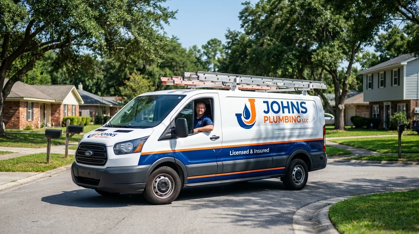 Johns Plumbing LLC service van in Pleasant View, TN