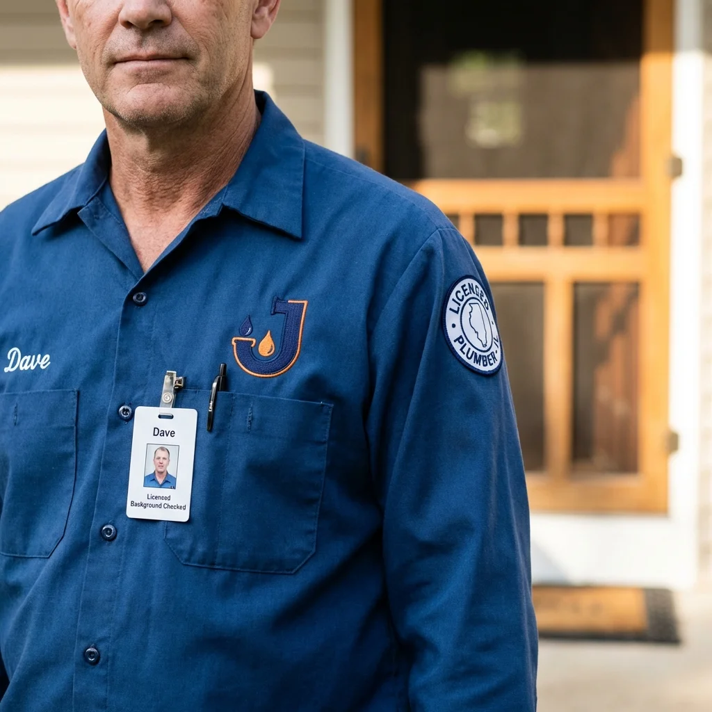 Licensed plumber showing ID badge in Pleasant View, TN