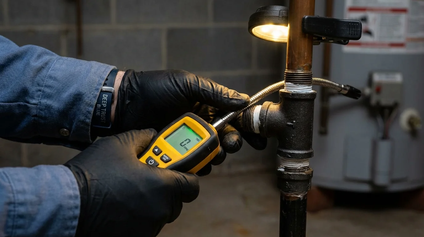 Gas leak detection with electronic sniffer by Johns Plumbing LLC in Pleasant View