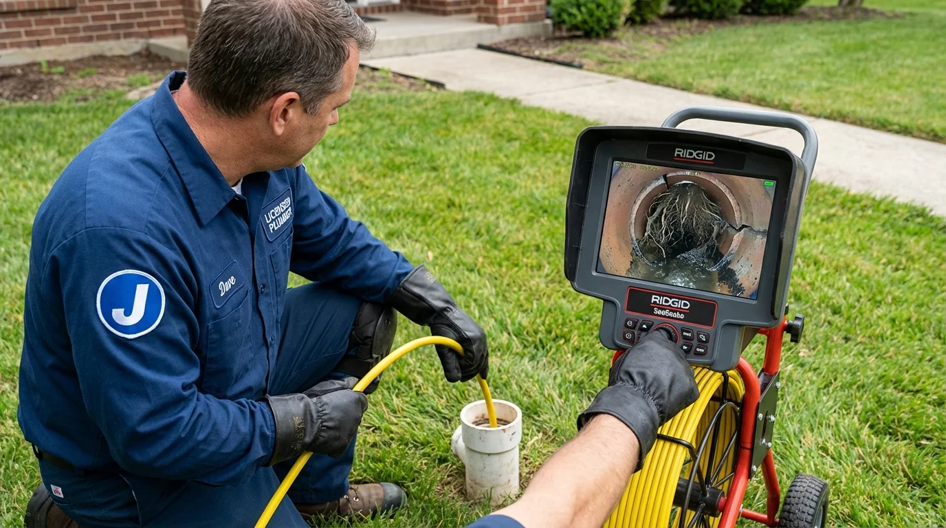 Sewer camera inspection being performed by Johns Plumbing LLC in Pleasant View
